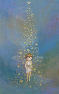 WakamatsuMeiが2017年に制作したアクリル画の作品。spiritシリーズ。タイトルは『手の中の星』